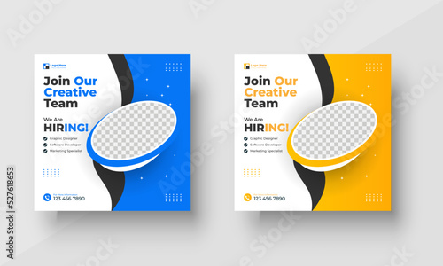 We are hiring job vacancy social media post or square web banner template
