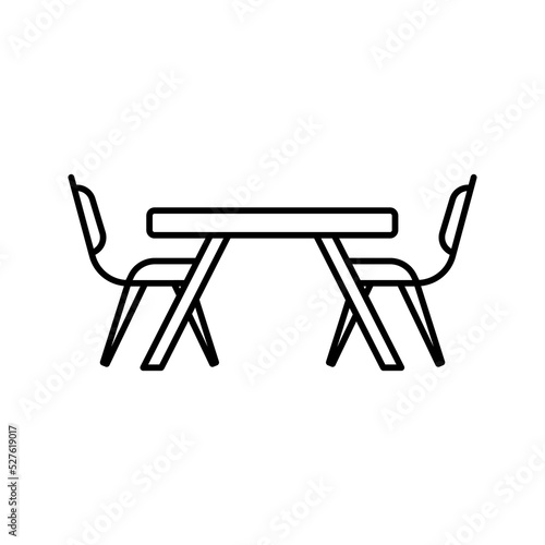 Dining table with chairs side view furniture icon color editable