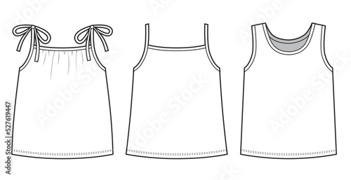Baby Girls Tank tops fashion flat sketch template