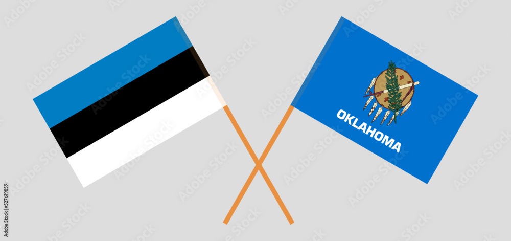 Crossed flags of Estonia and The State of Oklahoma. Official colors. Correct proportion Crossed flags of Estonia and The State of Oklahoma. Official colors. Correct proportion
