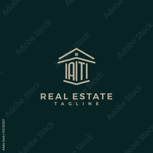 Initial letter AT  Home House Logo Design. Real Estate Logo Concept. Vector Illustration