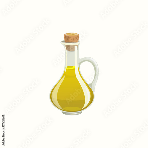 Jar of extra virgin olive oil isolated realistic icon. Vector liquid sunflower or linseed oil in glass jar. Greek or italian cuisine food object, salad seasoning condiment, nutrition oily ingredient