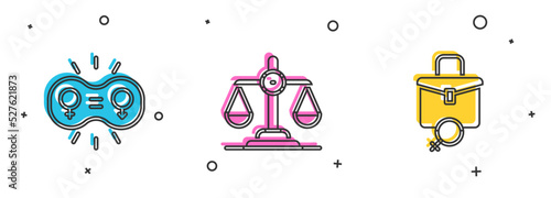 Set Gender equality, and Work for female icon. Vector