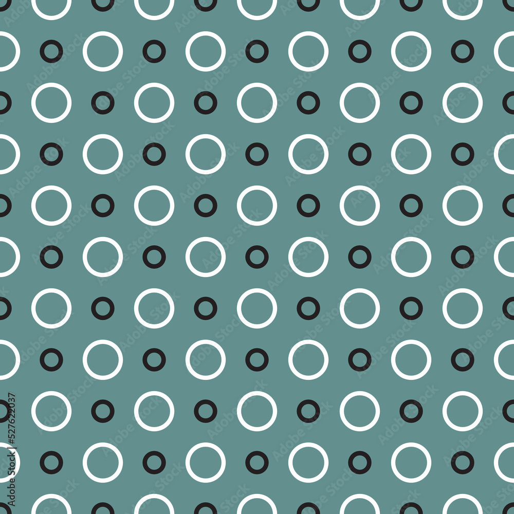 Tile vector pattern with black and white dots on pastel mint green background