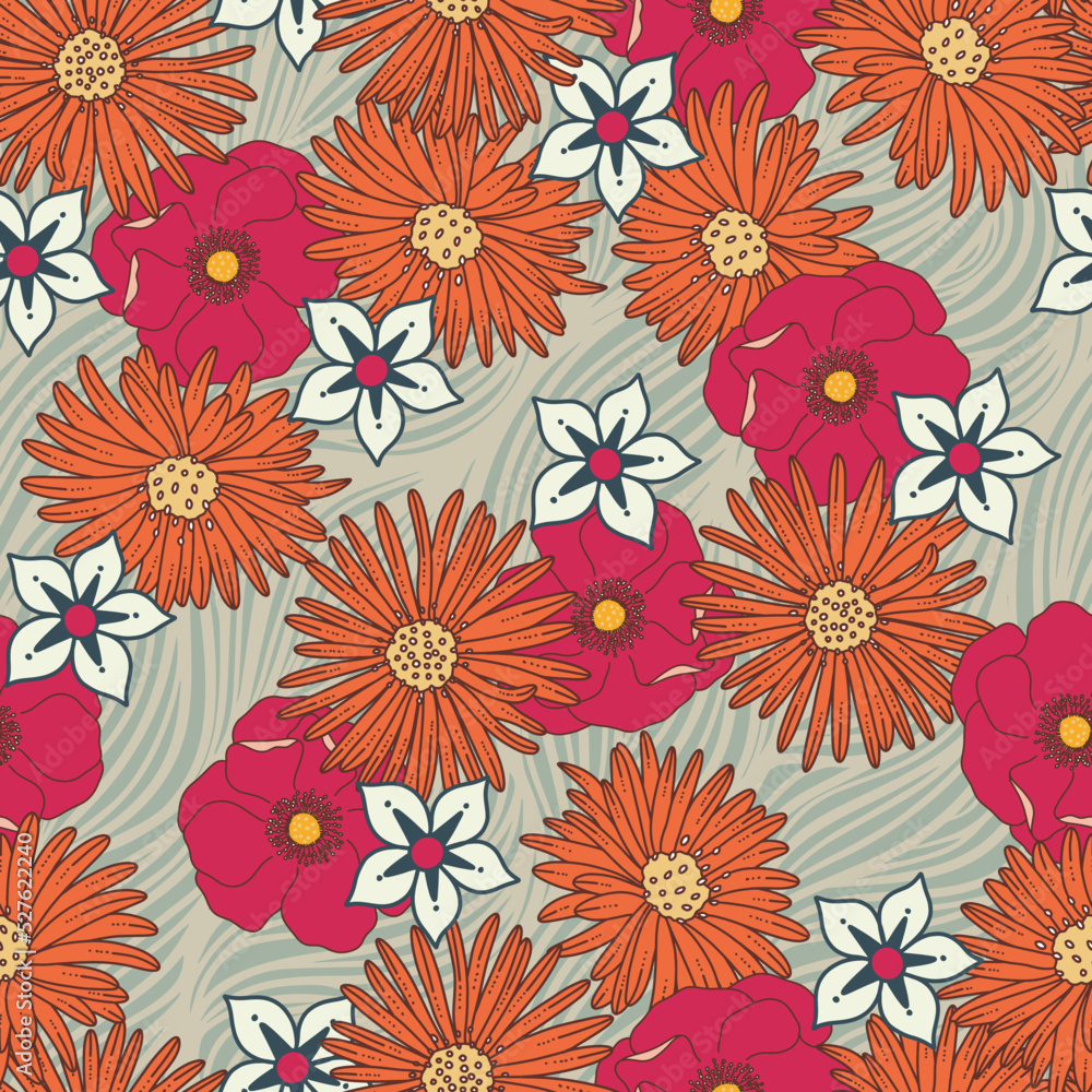 Retro Boho Floral Vector Seamless Pattern Retro Boho Floral Vector Seamless Pattern