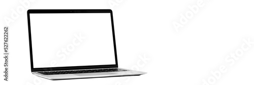 modern laptop computer on the tabl on the white background
