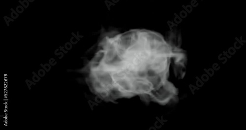 Top view or flat lay of 3d render of looping quick steam or smoke for video overlay effects.  photo