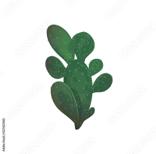 Cactus Mexican plant, exotic desert greenery decoration isolated. Vector botanical cacti with spikes, American succulent flower. Opuntia cartoon pancake cacti, flapjack and dollarjoint prickly pear