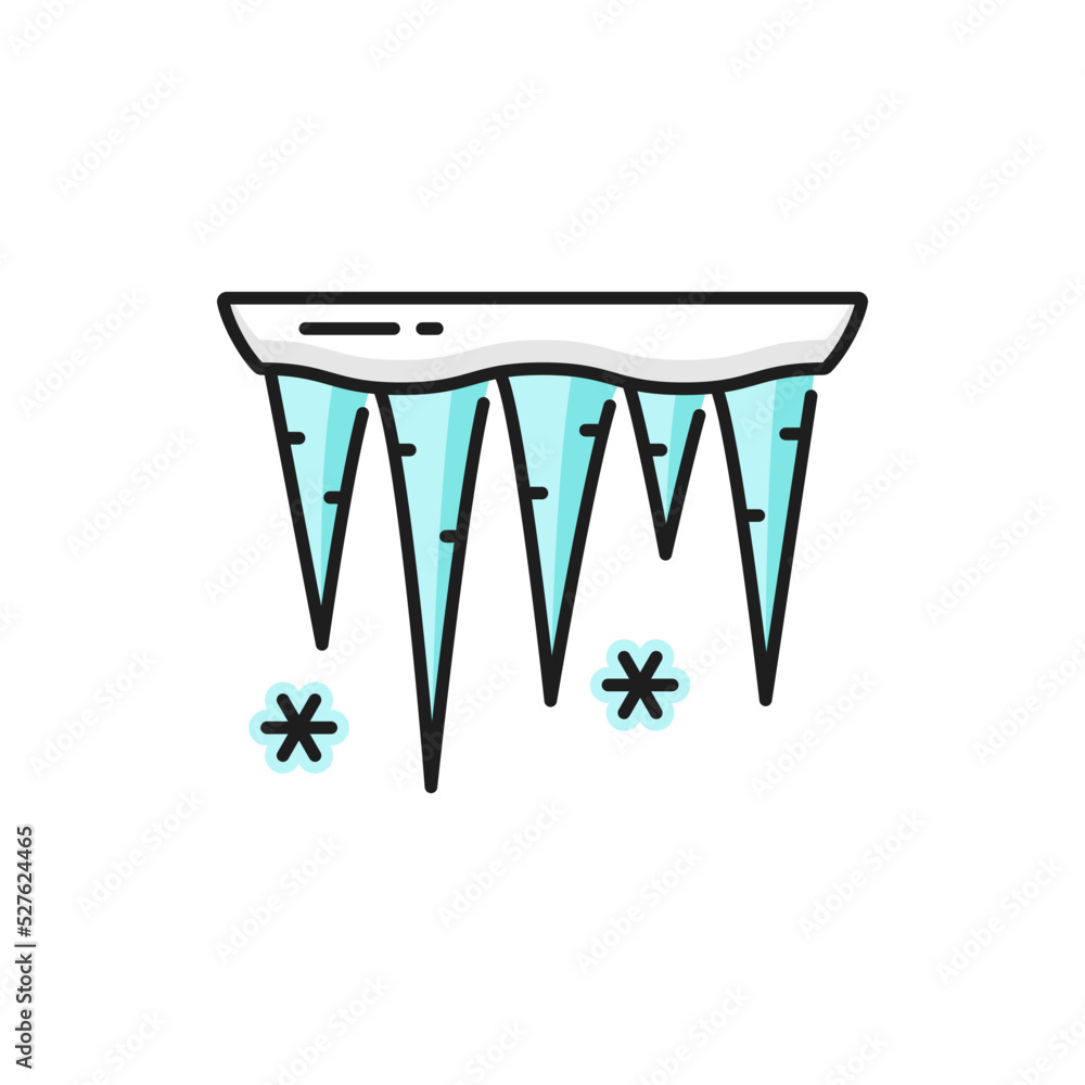 Weather forecast color outline icon of snow icicle, vector line pictogram. Weather forecast icon for app and web widget temperature and climate meteorology