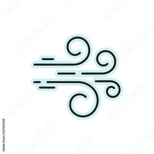 Weather forecast wind storm color outline icon, vector pictogram. Air speed weather forecast for windstorm or stormy wind blow, temperature and climate meteorology