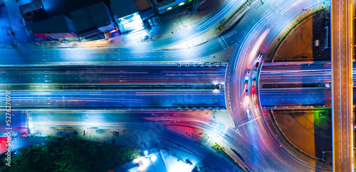 Photography Expressway top view, Road traffic an important infrastructure,car traffic transp