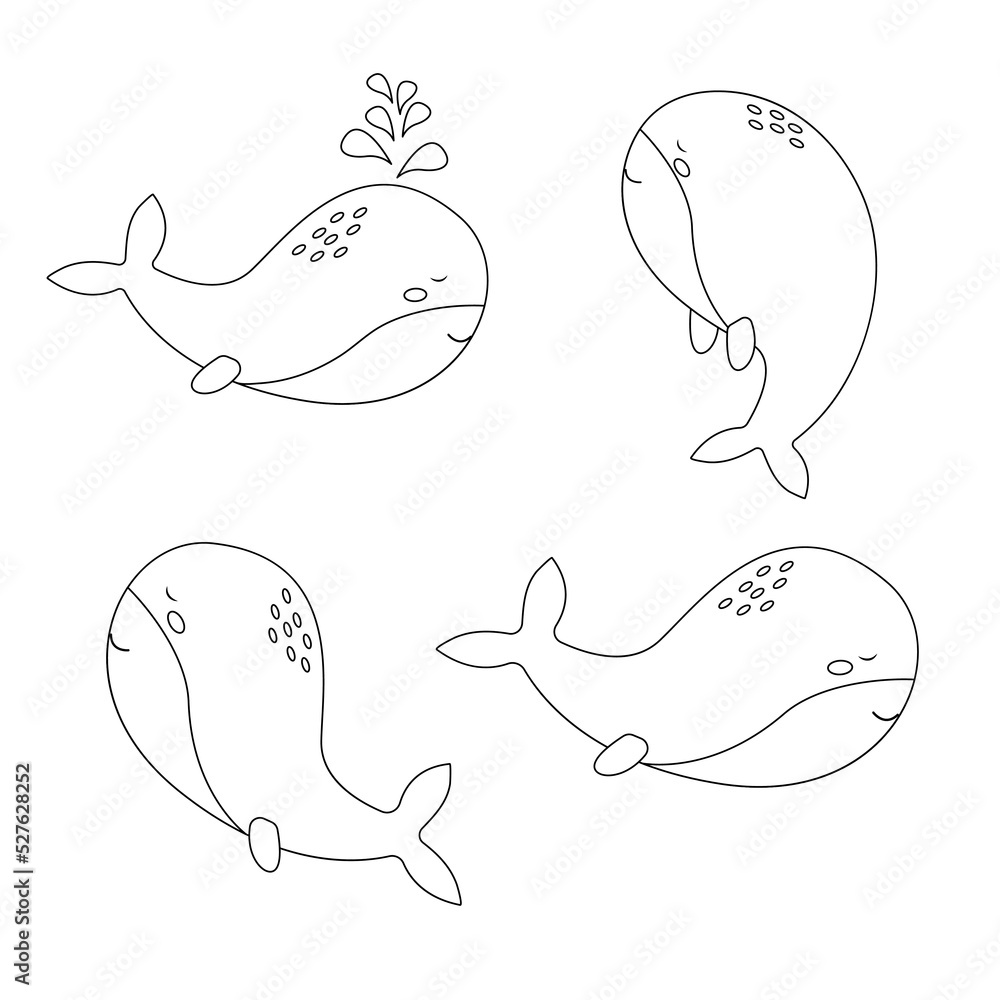 Fototapeta premium Whale in outline style. Vector illustration