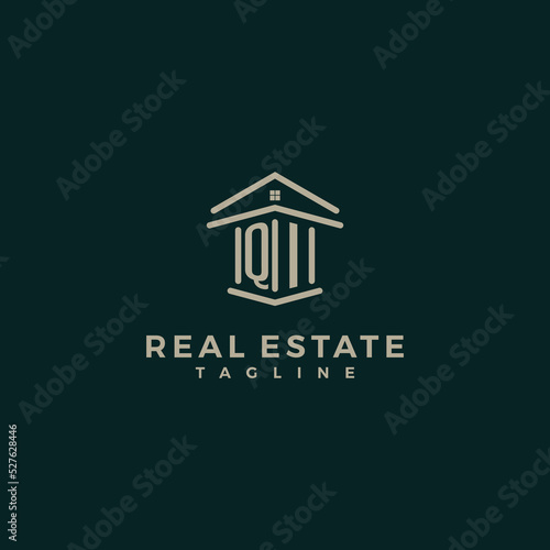 Initial letter QI  Home House Logo Design. Real Estate Logo Concept. Vector Illustration