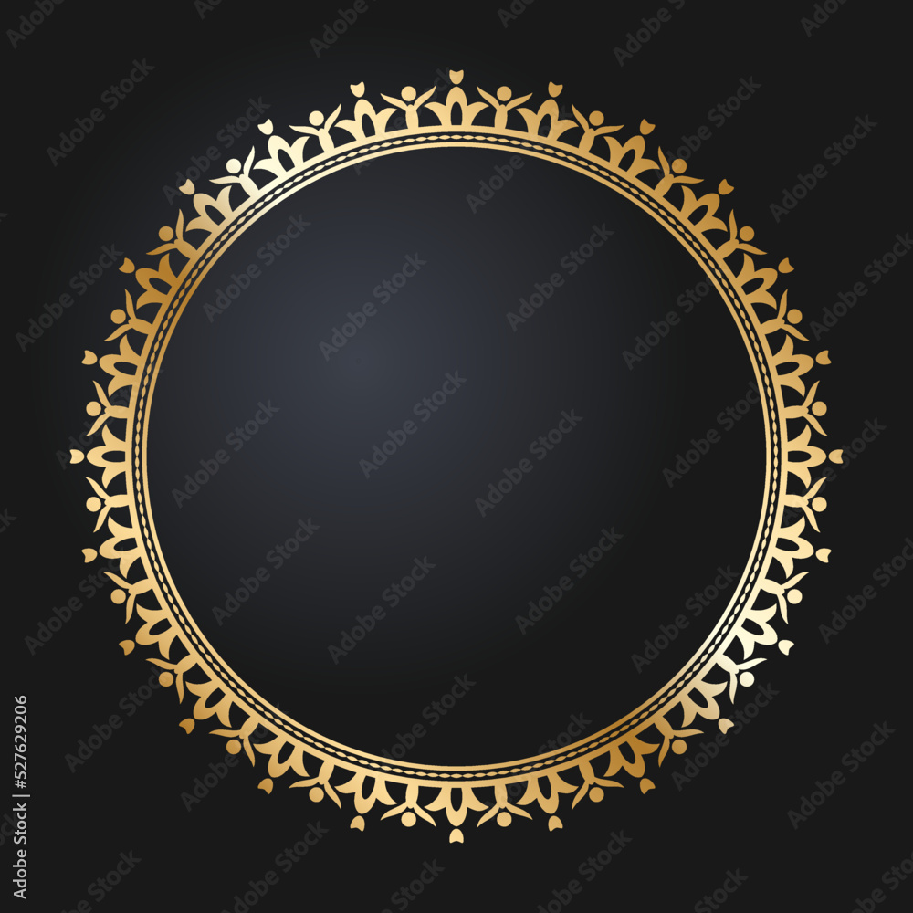 Floral gold border. Round golden frame with wild flowers and tulips. Round frames vector Floral gold border. Round golden frame with wild flowers and tulips. Round frames vector