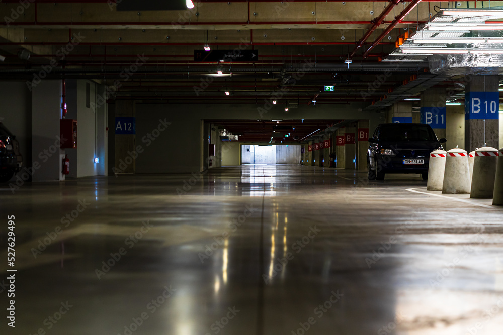 Empty parking lot. Underground parking garage