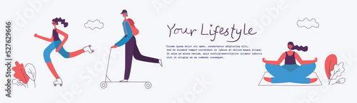 Vector illustration in flat design of group people doing different kinds of sport