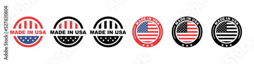 Set of made in the usa labels. Made in the USA labels Icon. American product emblem. Made in america label design. Vector illustration.