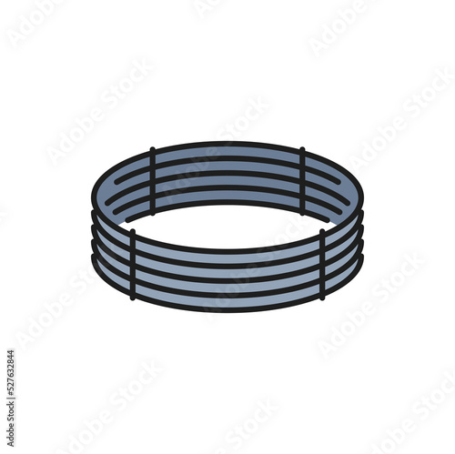 Round stainless steel wire isolated soft gauge outline icon. Vector steel or aluminium rolled metal wire, circled spring, rolled product