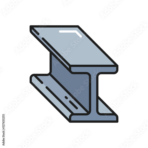 Aluminium hot rolled universal beam rail of stainless steel isolated outline icon. Vector galvanized channel metalworking construction element