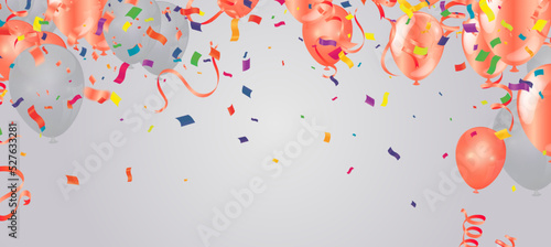 Grand opening ceremony with ..... balloon, ..... and confetti, for Retail, Shopping or Black Friday Promotion in style