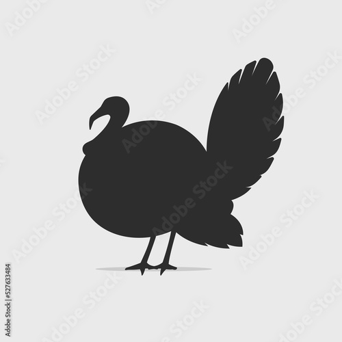 Wild turkey black silhouette vector illustration
