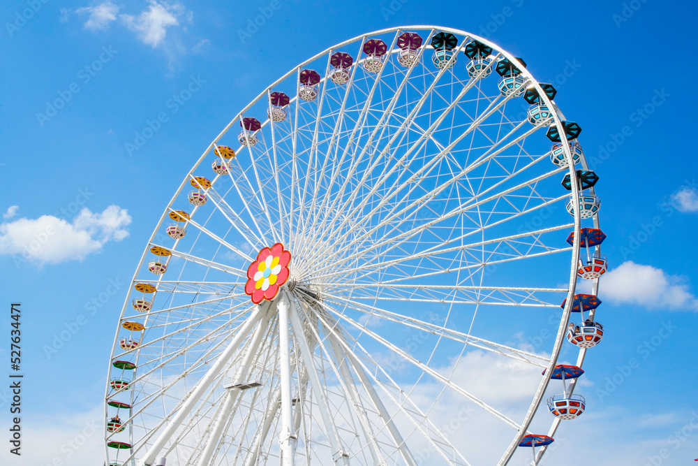 The Wiener Riesenrad or ferris wheel of Vienna in the Praterpark in Austria. Popular attraction in viennas amusement park The Wiener Riesenrad or ferris wheel of Vienna in the Praterpark in Austria. Popular attraction in viennas amusement park