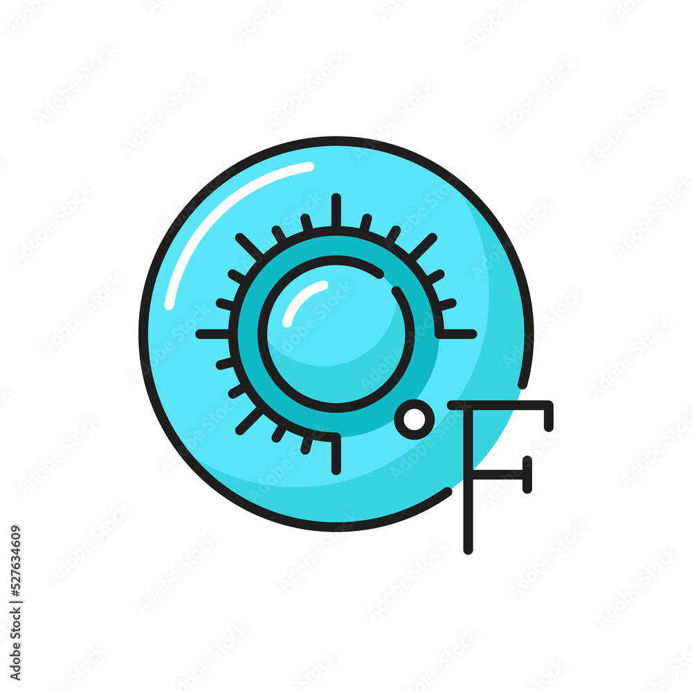 Fahrenheit scale of temperature isolated outline glyph thin line icon. Vector thermometer scale, sunshine and sun, hot temperature. Meteorology symbol ravel, tourism, weather web site and apps design Fahrenheit scale of temperature isolated outline glyph thin line icon. Vector thermometer scale, sunshine and sun, hot temperature. Meteorology symbol ravel, tourism, weather web site and apps design