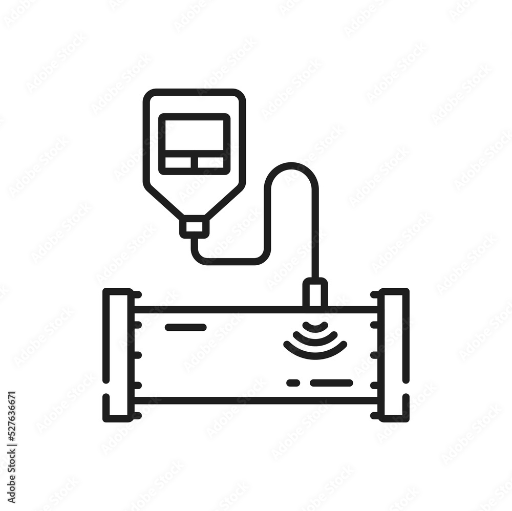Device for measuring pressure in pipe isolated outline icon. Vector gas or oil manometer, meter or vacuum gauge device measurement tool used to measure, display pressure of fluid and gas in pipeline Device for measuring pressure in pipe isolated outline icon. Vector gas or oil manometer, meter or vacuum gauge device measurement tool used to measure, display pressure of fluid and gas in pipeline