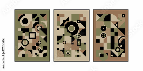 Set of mid century modern wall art. Collection of geometry print poster. Bauhaus style home decor. Minimalist wall decorations.