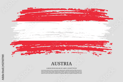 Austria flag with brush stroke effect and information text poster, vector