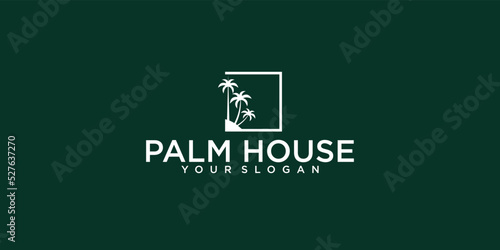 Simple logo design palm house with unique concept premium vector