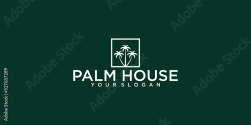 Simple logo design palm house with unique concept premium vector