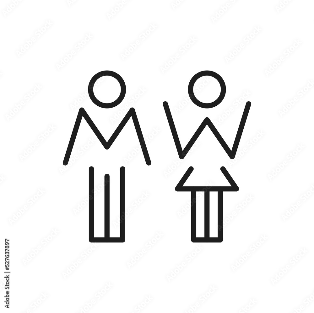 Restroom, toilet water closet gender male female symbol on door