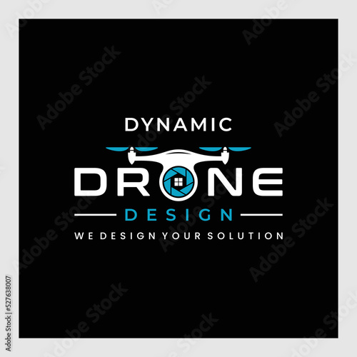 Drone Logo Design Vector Template, Colorful Lens Camera