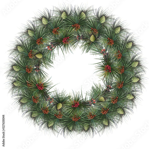 wreath of pine branches and cones, christmas wreath