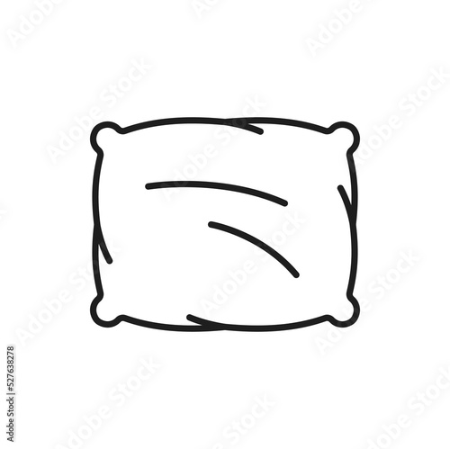 Sleeping pillow isolated soft cushion outline icon. Vector element of bedroom and bed for sleep. Mockup of decorative cotton orthopedic headboard pillow, fluffy feather cushion bedding accessory