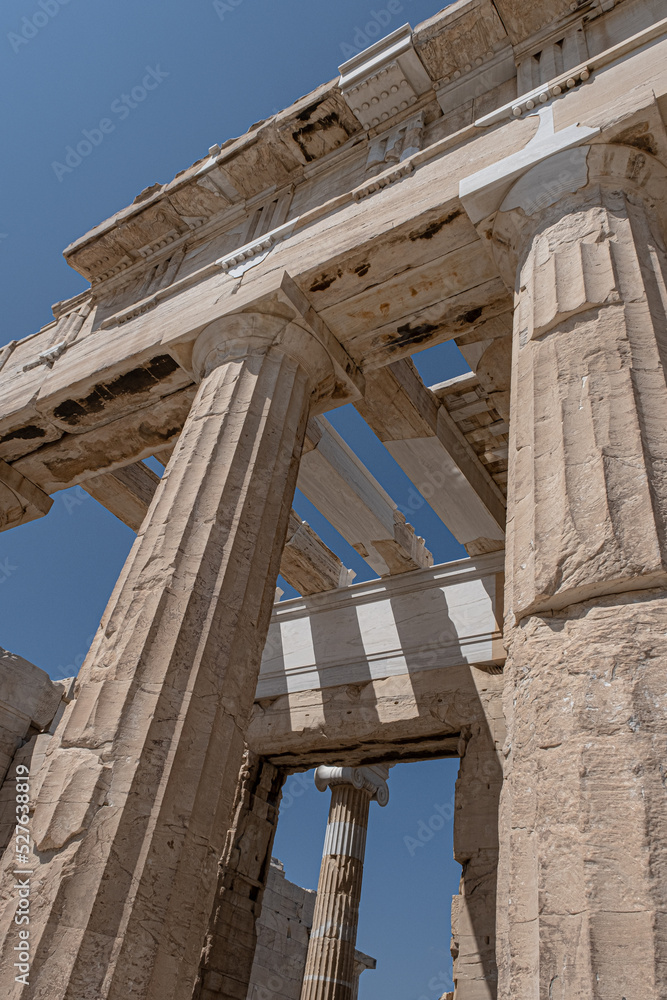 Propylea monumental gateway, serves as the main entrance to the Acropolis of Athens, Greece