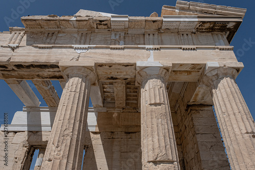 Propylea monumental gateway, serves as the main entrance to the Acropolis of Athens, Greece