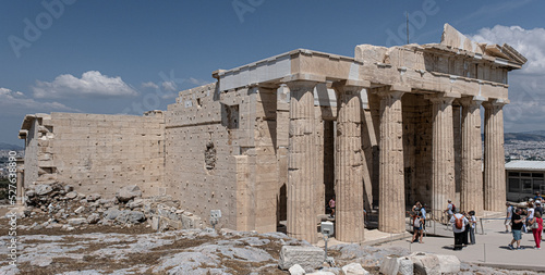 Propylea monumental gateway, serves as the main entrance to the Acropolis of Athens, Greece