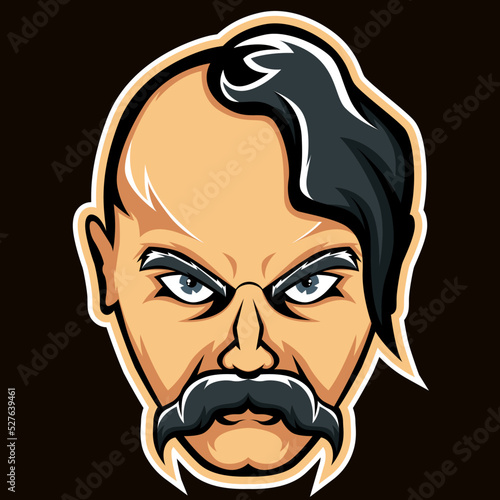 Angry cossack mascot. Design for print, stickers, and emblems for an esports team. vector illustration photo
