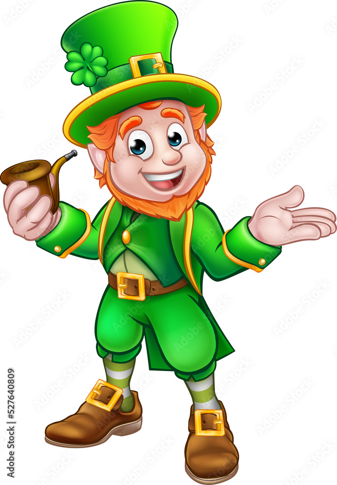 St Patricks Day Leprechaun Holding Pipe