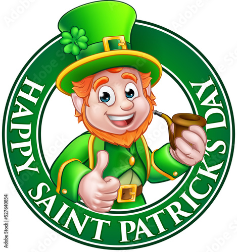 Saint Patricks Day Cartoon Leprechaun Sign photo