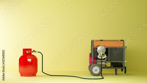 gas cylinder connected to a generator