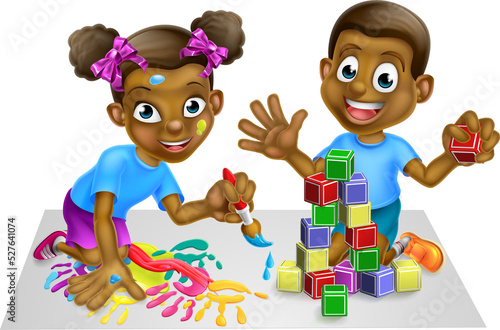 Boy and Girl Playing with B...