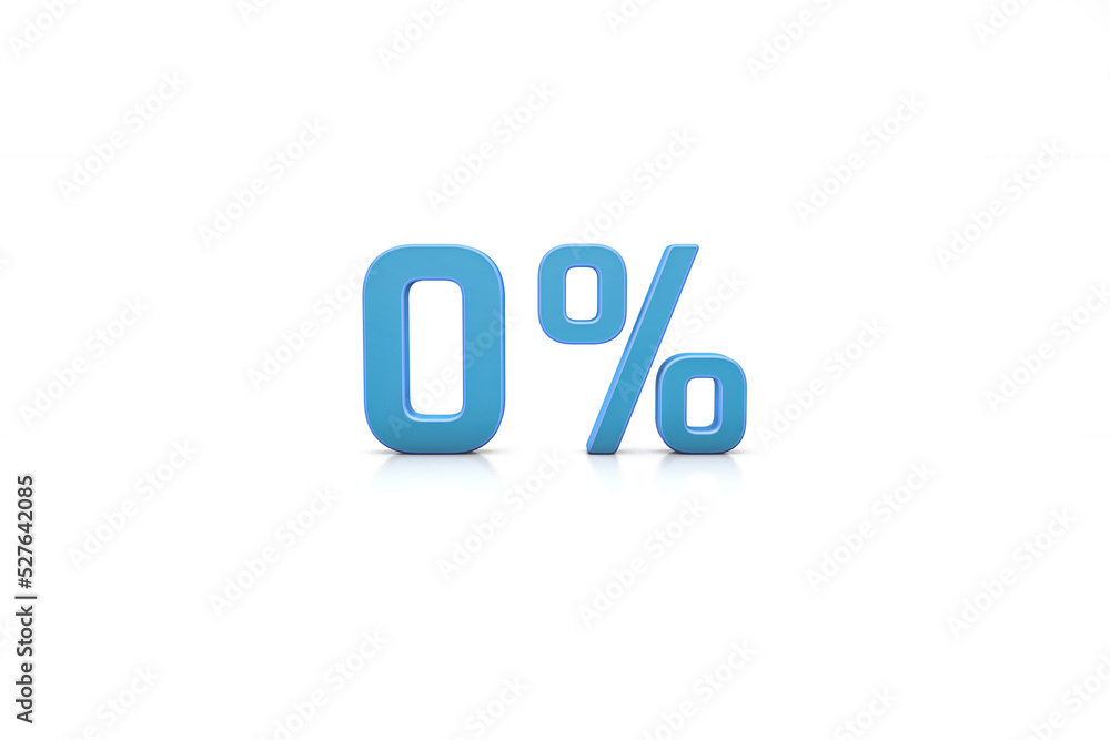 0 Zero percent written 3D text in white background 0 Zero percent written 3D text in white background
