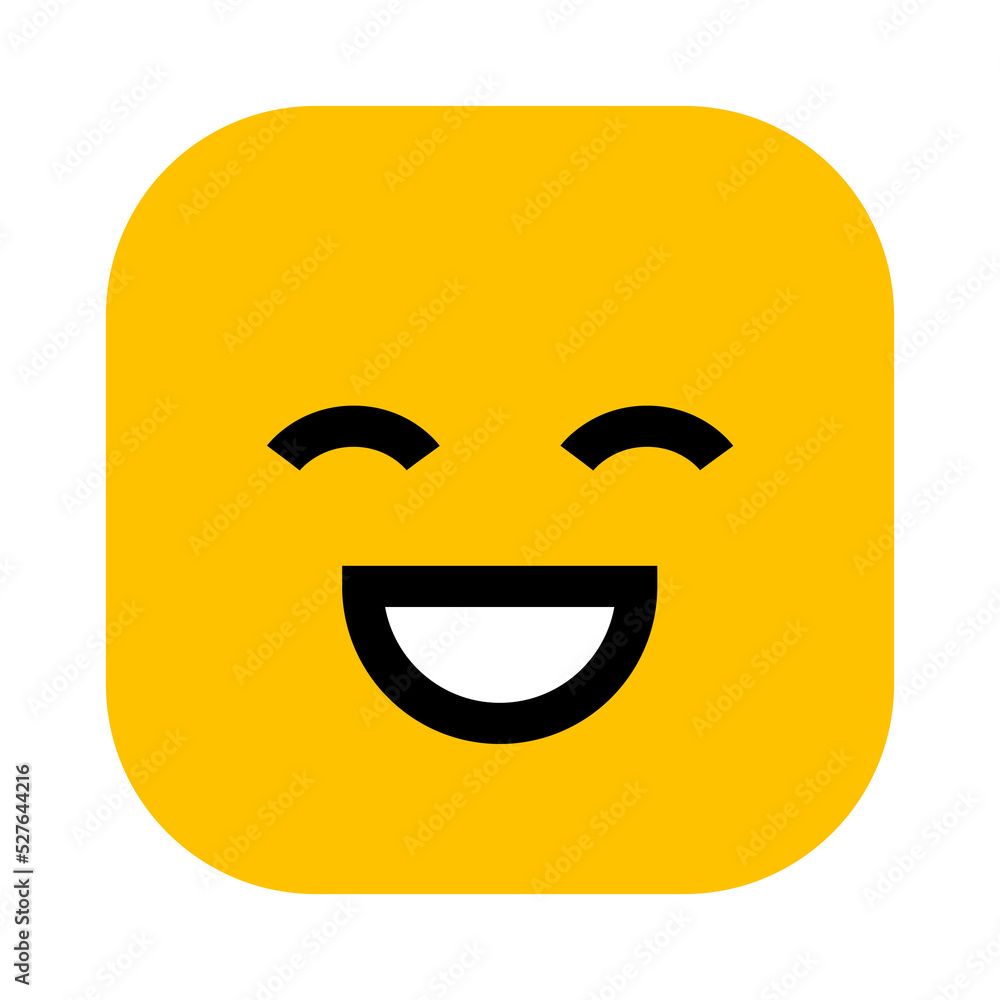 grinning face with smiling eyes emoji in round corner rectangle shape and yellow color for emoticon and stickers design grinning face with smiling eyes emoji in round corner rectangle shape and yellow color for emoticon and stickers design