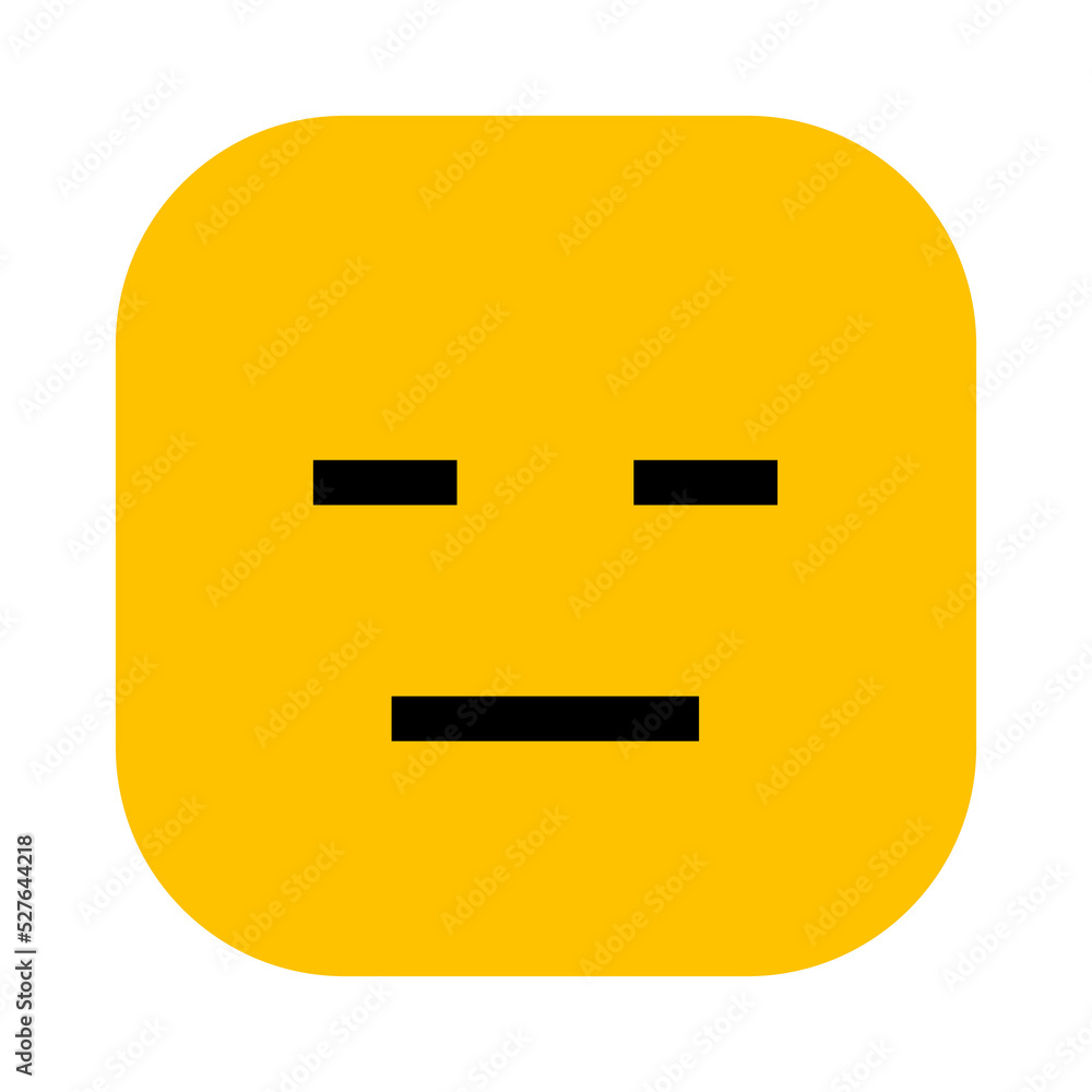 expressionless face emoji in round corner rectangle shape and yellow