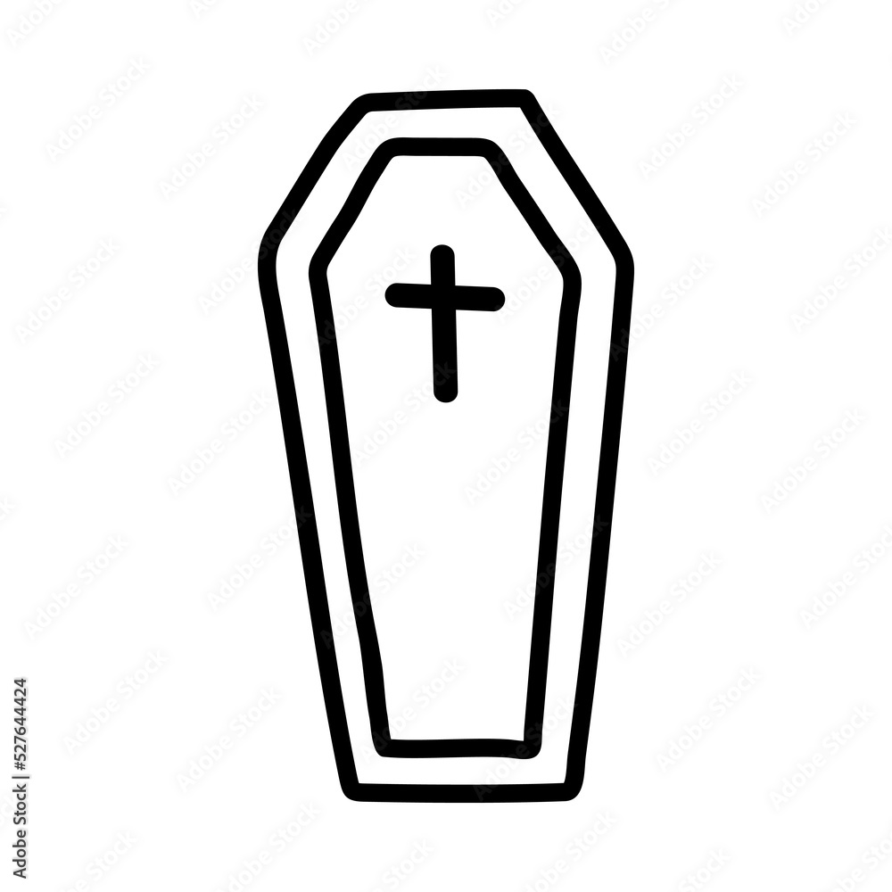 Obraz premium Doodle coffin. Hand-drawn vector illustration