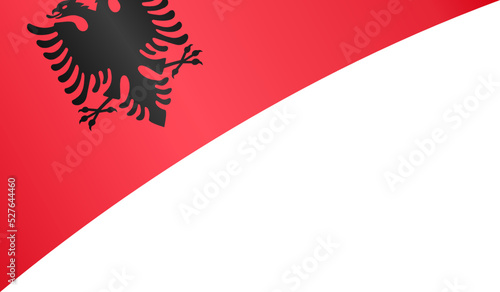 Albania flag flying on white background
