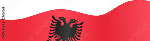 Albania flag flying on white background